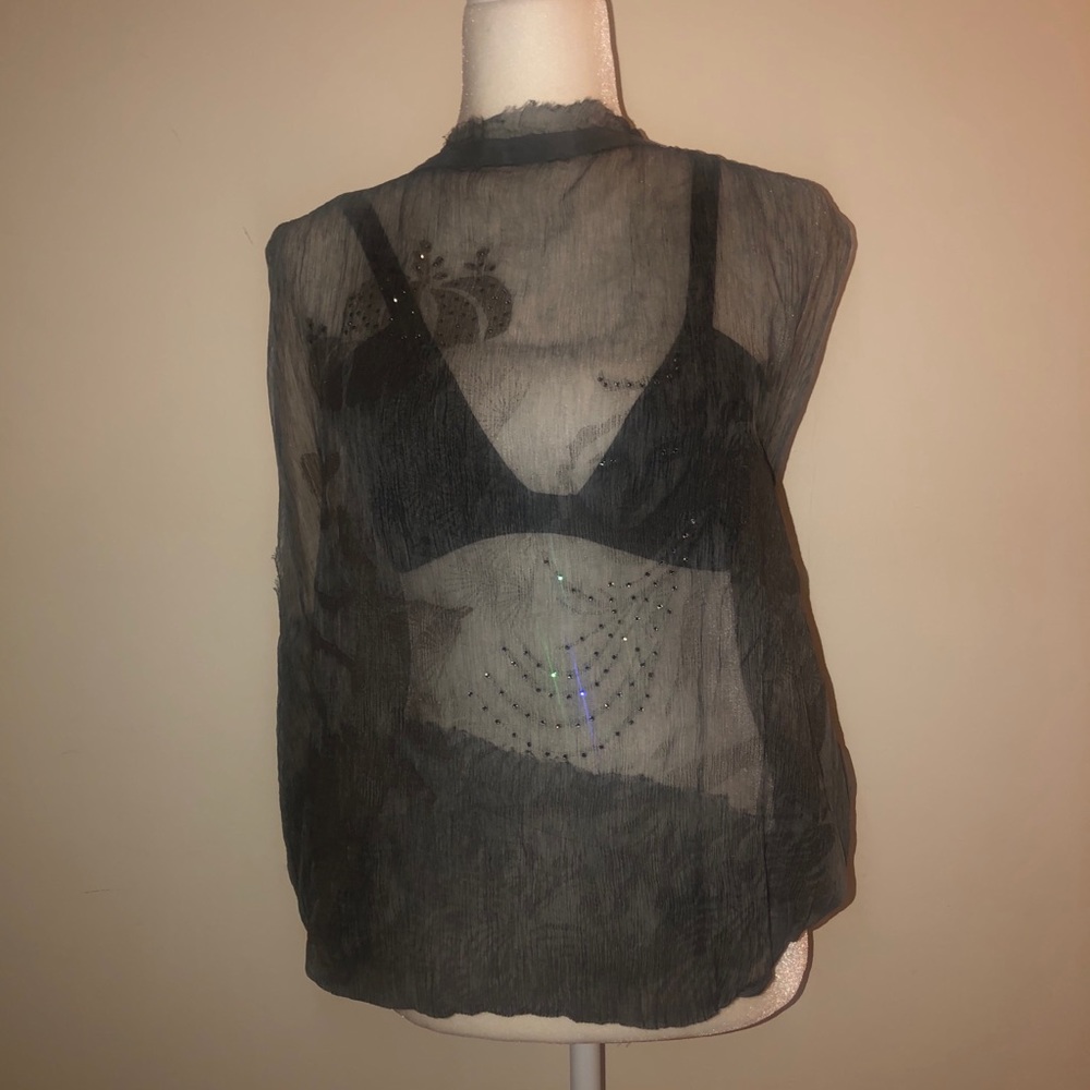 Virgin Mary Rhinestone Sheer Split Back Tunic - Picture 2 of 4